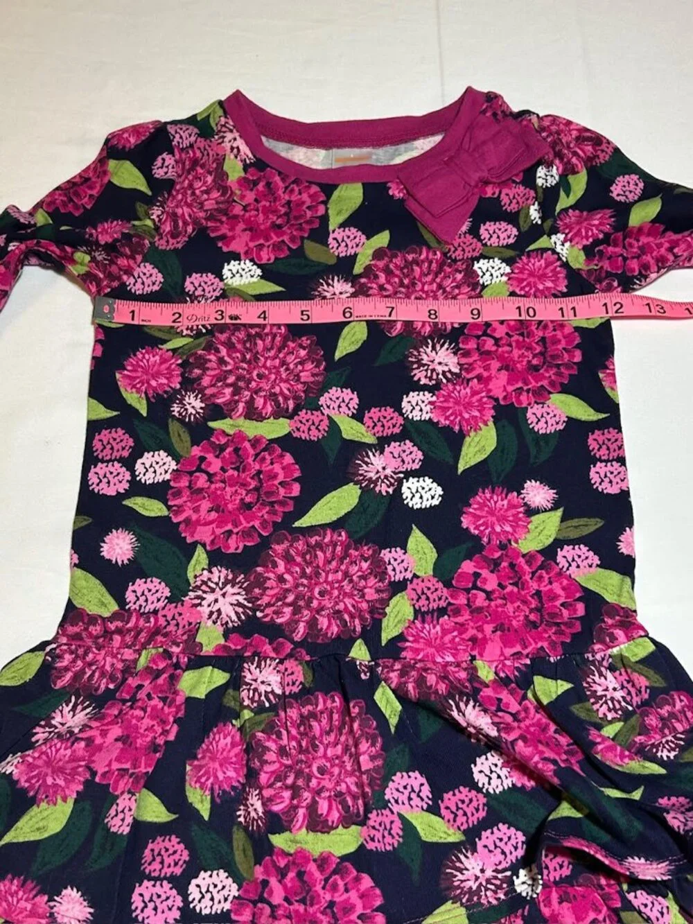 Gymboree Girls Size 5 Pink Blue Floral Long Sleeve Dress Ruffle Bottom NWT